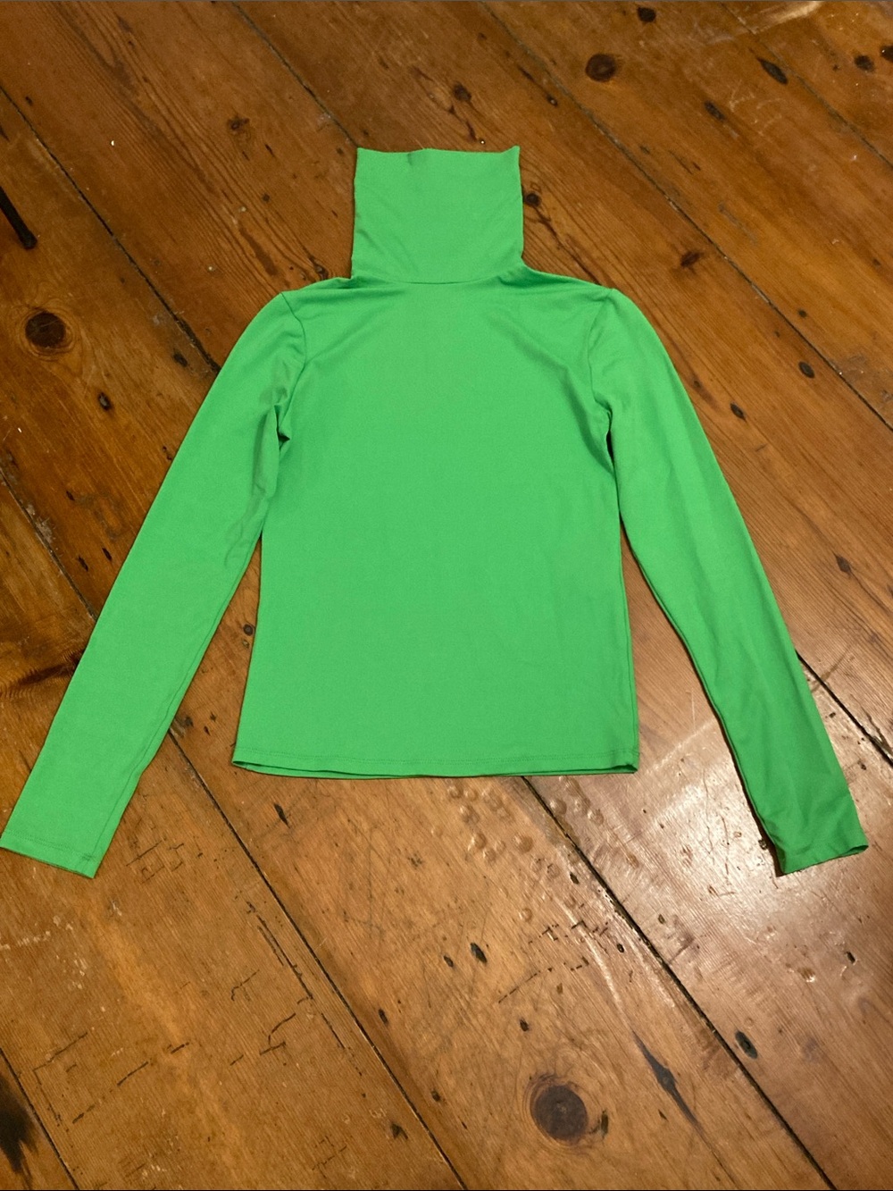 Zara Bright Green Long-Sleeve Turtleneck Top